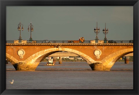 Framed Old Pont de Pierre Bridge on the Garonne River Print