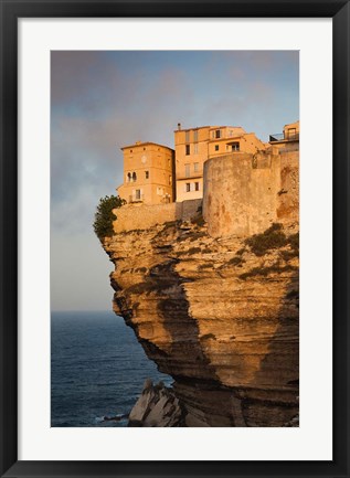 Framed Cliffside Houses at Dawn Print