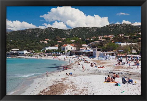 Framed Lle Rousse Town Beach Print