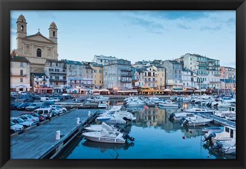 Framed Bastia Port at Dusk Print