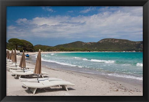 Framed Beach Lounge Chairs Print