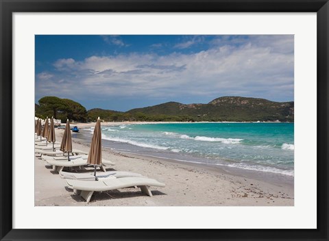 Framed Beach Lounge Chairs Print