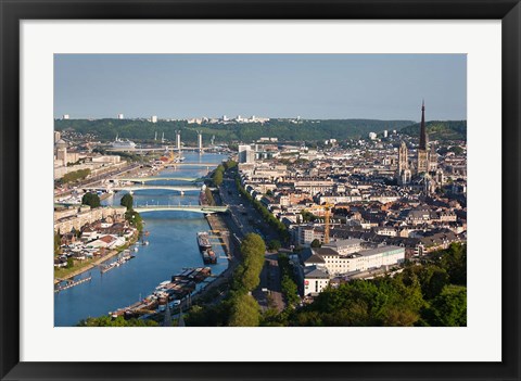 Framed City Above Seine River, Rouen Print