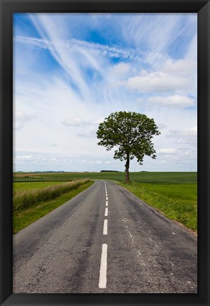 Framed Road through the countryside, Beaumont, Somme, Picardy, France Print