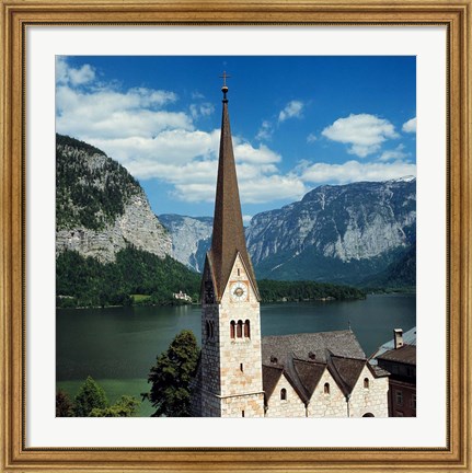 Framed Spire of Hallstatt Church Print