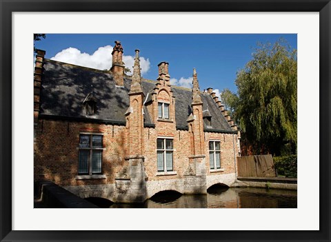 Framed Canal Building, Bruges, Belgium Print