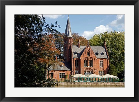 Framed Brick Church On Minnewater Lake Print