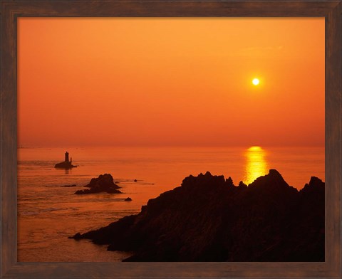 Framed Pointe du Raz at Sunset, Brittany, France Print