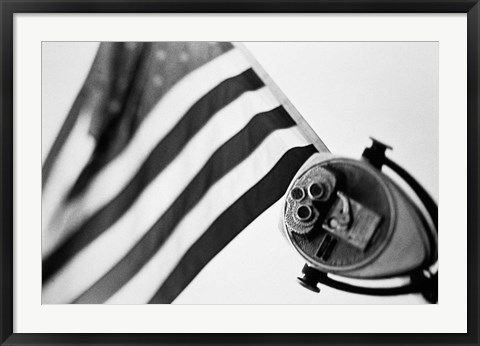 Framed Black and White American Flag Print