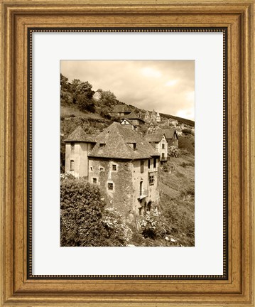 Framed Medieval houses, Aveyron, Conques, France Print