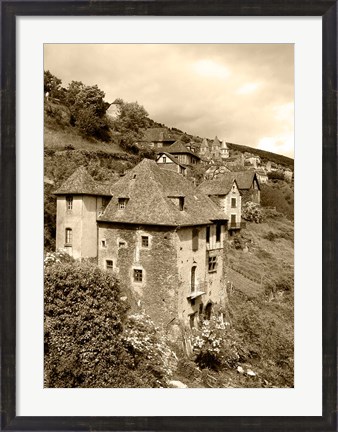Framed Medieval houses, Aveyron, Conques, France Print