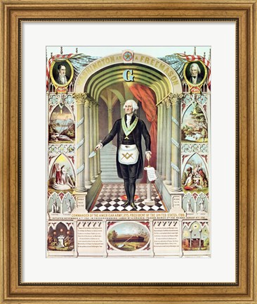 Framed George Washington as a Freemason Print