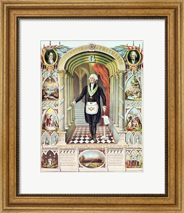 Framed George Washington as a Freemason Print