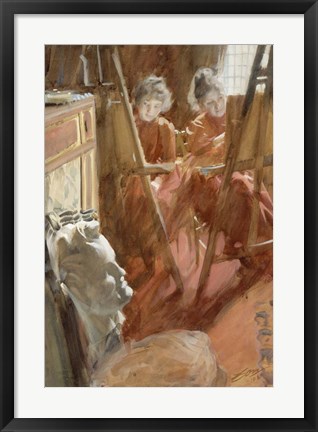 Framed Young Schwartz Girls Drawing, , 1889 Print