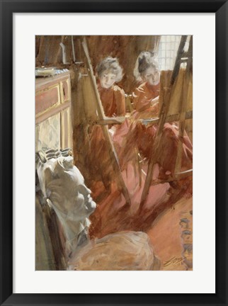 Framed Young Schwartz Girls Drawing, , 1889 Print