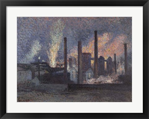 Framed Factories Near Charleroi, 1897 Print