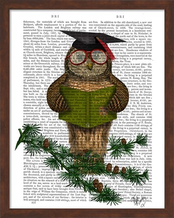 Framed Owl Reading On Branch Print