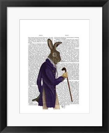 Framed Hare In Purple Coat Print