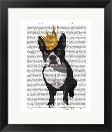 Framed Boston Terrier And Crown Print