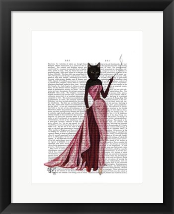 Framed Glamour Cat in Pink Print