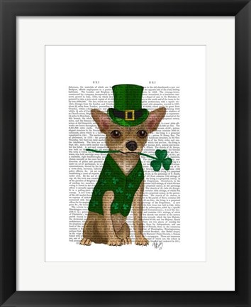 Framed Chihuahua Leprechaun Print