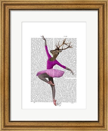 Framed Ballet Deer in Pink I Print