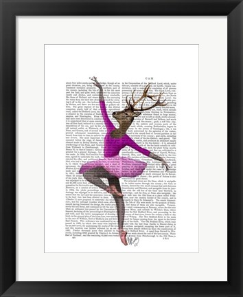 Framed Ballet Deer in Pink I Print