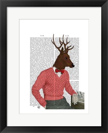 Framed Deer At The Bar Print