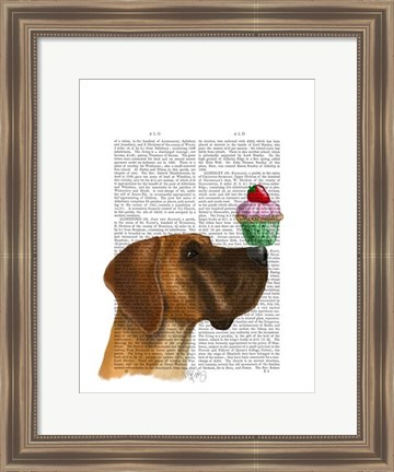 Framed Great Dane and Cupcake Print