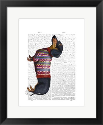 Framed Dachshund With Woolly Sweater Print