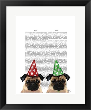 Framed Party Pugs Pair Print