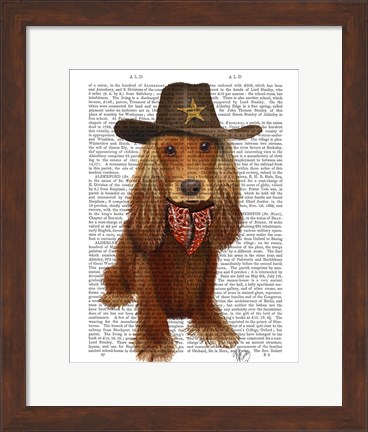 Framed Cocker Spaniel Cowboy Print