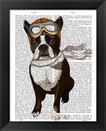 Framed Boston Terrier Flying Ace Print