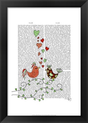 Framed Love Birds Illustration Print