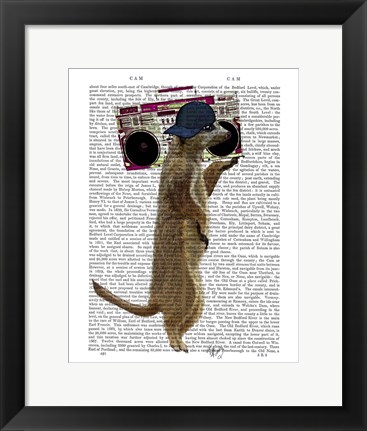 Framed Meerkat with Boom Box Ghetto Blaster Print