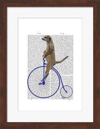 Framed Meerkat On Blue Penny Farthing Print