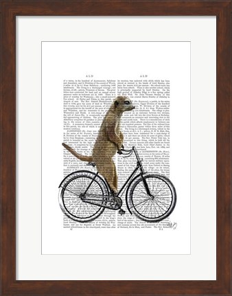 Framed Meerkat on Bicycle Print