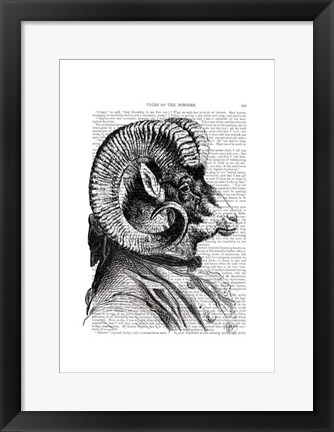 Framed Bighorn Sheep In Suit Print