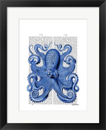 Framed Vintage Blue Octopus 1  Front Print