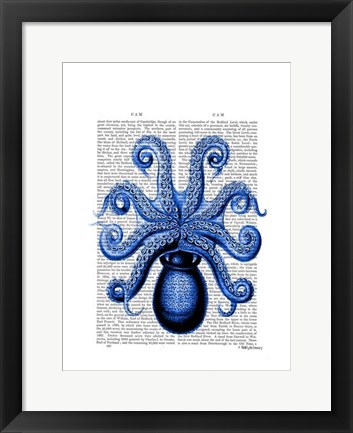 Framed Vintage Blue Octopus 1 Underside Print