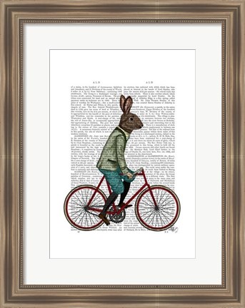 Framed Rabbit On Bike Print