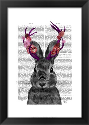 Framed Jackalope with Pink Antlers Print