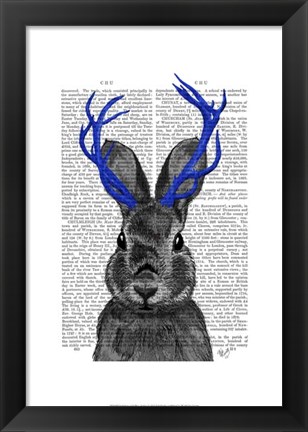 Framed Jackalope with Blue Antlers Print
