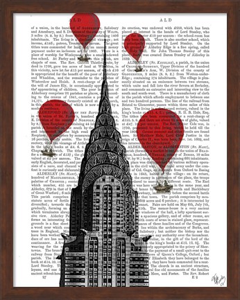 Framed Chrysler Building and Red Hot Air Balloons Print