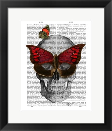 Framed Pink Butterfly Mask Skull Print