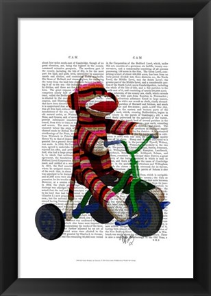 Framed Sock Monkey on Tricycle Print