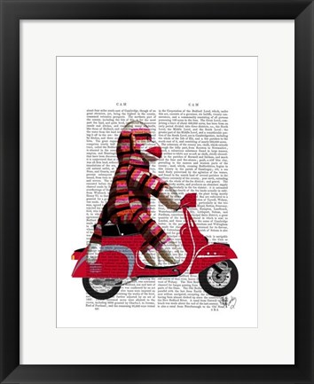 Framed Sock Monkey on Moped Print