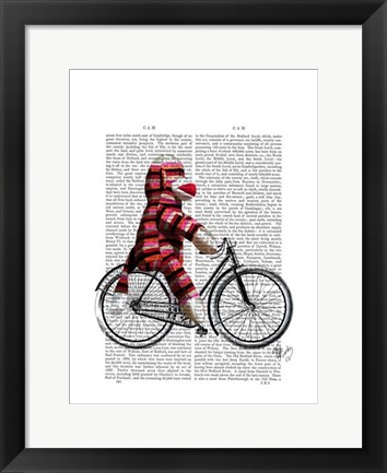 Framed Sock Monkey on Bicycle Print