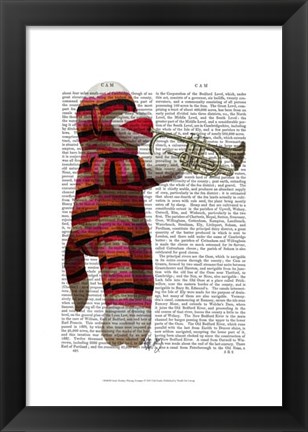 Framed Sock Monkey Playing Trumpet Print