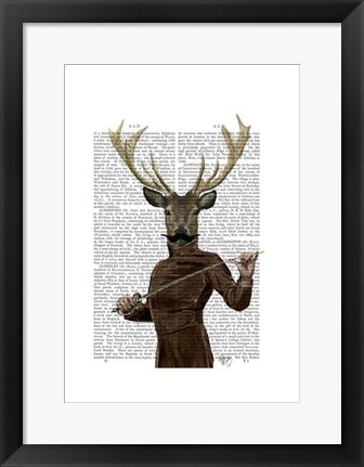 Framed Fencing Deer Portrait Print